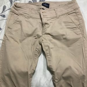 Two pairs of women’s khakis, American Eagle, Gap